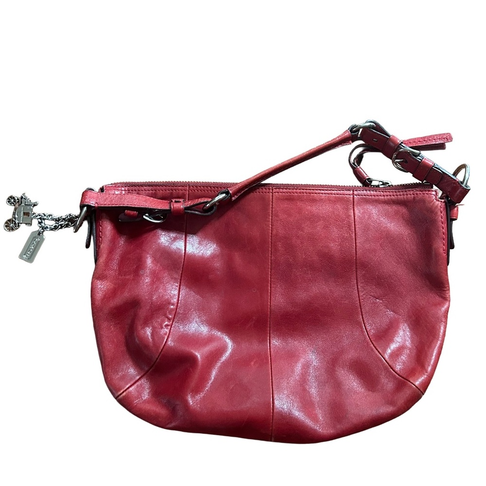 COACH Red Leather Crescent Shoulder Bag